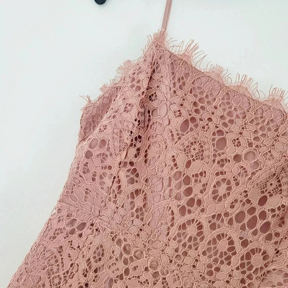 ASOS DESIGN Petite Square Neck Pencil Sheath Midi Lace Blush Pink Dress 0 XS NWT - Picture 7 of 14
